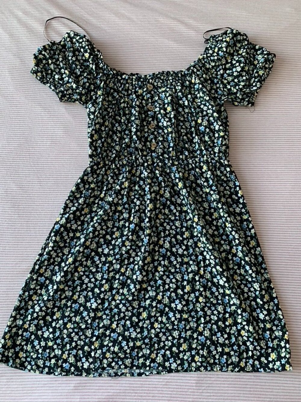 Smocked summer floral Midi Dress size M - Picture 4 of 7